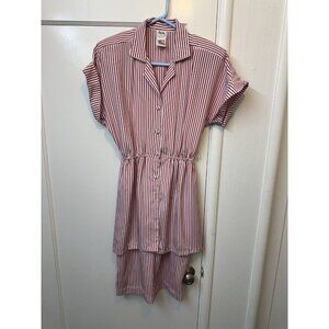 Vintage 90's Sandy‎ Sandy Red White Striped button front dress 7/8 Made In USA